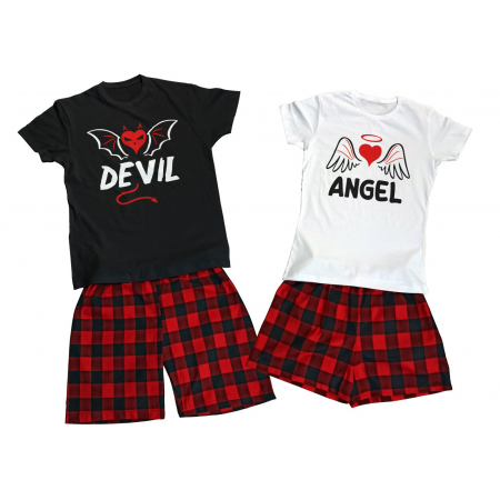 Piżamy dla par zestaw piżam dla dwojga - Devil & Angel